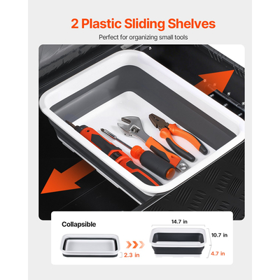 VEVOR 35,4"x14,6"x14,6" βαρέως τύπου κουτί εργαλείων αλουμινίου για φορτηγό, μαύρο