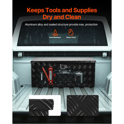 VEVOR 35,4"x14,6"x14,6" βαρέως τύπου κουτί εργαλείων αλουμινίου για φορτηγό, μαύρο