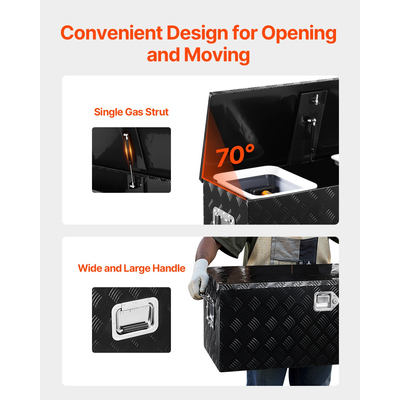 VEVOR 35,4"x14,6"x14,6" βαρέως τύπου κουτί εργαλείων αλουμινίου για φορτηγό, μαύρο