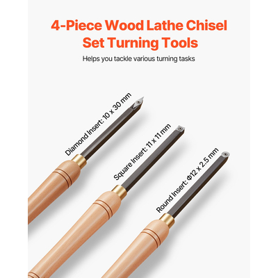 VEVOR 4PCS Σετ σμιλών τόρνου ξύλου HSS Εργαλεία τόρνου Κουτί αποθήκευσης Τόρνος τελικής επεξεργασίας