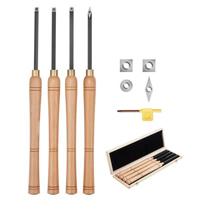VEVOR 4PCS Σετ σμιλών τόρνου ξύλου HSS Εργαλεία τόρνου Κουτί αποθήκευσης Τόρνος τελικής επεξεργασίας