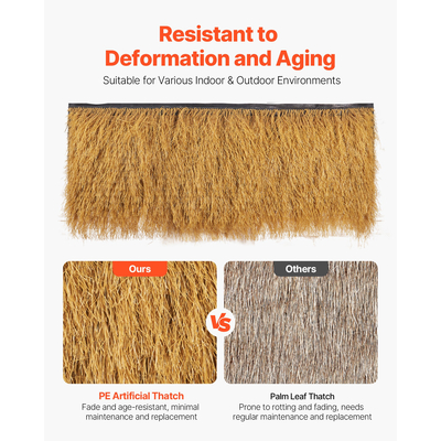 VEVOR Ρολό Στέγης από Thatch Grass 1,3 x 3,9 πόδια Tiki Hut για Φούστα Μπαρ, Διακόσμηση Στέγης για Πάρτι