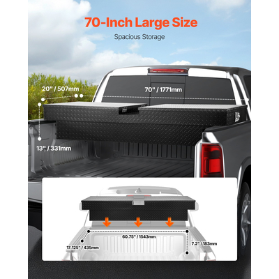 Εργαλειοθήκη VEVOR Crossover 70x20x13 σε βαρέως τύπου αλουμινένια εργαλειοθήκη για καρότσα φορτηγού