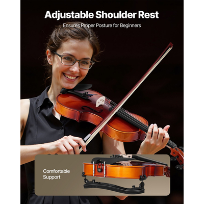 Σετ βιολιού VEVOR 355mm πλήρους μεγέθους από μασίφ ξύλο για αρχάριους, γυαλιστερό καφέ