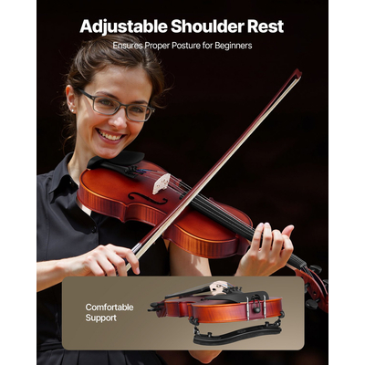Σετ βιολιών VEVOR, μέγεθος 355mm, από μασίφ ξύλο για αρχάριους, ματ καφέ με σχέδιο