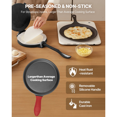 Πρέσα τορτίγιας VEVOR 8 ιντσών, μηχανή για τσαπάτι, μηχανή ζύμης Roti, βαρέως τύπου από χυτοσίδηρο