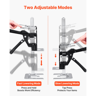 Γρύλος βραχίονα VEVOR για εξοικονόμηση εργασίας 2 τεμάχια, χωρητικότητα 200kg, 2 λειτουργίες ανύψωσης έως 235mm, μαύρος