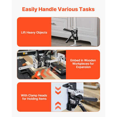 Γρύλος βραχίονα VEVOR για εξοικονόμηση εργασίας 2 τεμάχια, χωρητικότητα 200kg, 2 λειτουργίες ανύψωσης έως 235mm, μαύρος