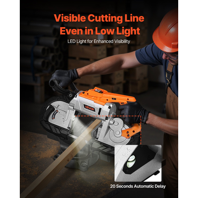 Φορητό ασύρματο πριόνι ταινίας VEVOR 20V για βαθιές κοπές 5 ιντσών, μεταβλητή ταχύτητα (γυμνό εργαλείο)