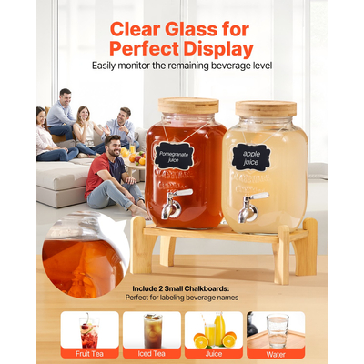 Διανομέας Ποτών VEVOR 3,8L Διανομέας Ποτών για Πάρτι Ποτήρι με Βάση 2 τεμάχια