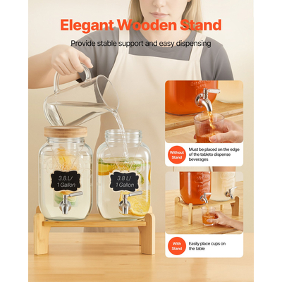 Διανομέας Ποτών VEVOR 3,8L Διανομέας Ποτών για Πάρτι Ποτήρι με Βάση 2 τεμάχια