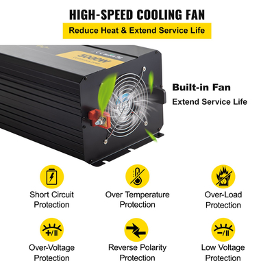 Μετατροπέας ισχύος VEVOR Τροποποιημένος ημιτονοειδής μετατροπέας 5000W DC12V σε AC120V