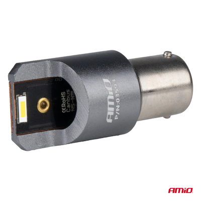 ΛΑΜΠΕΣ LED CAN-BUS P21W BA15S 12/24V 6.000K 2xSMD ΛΕΥΚΟ PRO SERIES AMIO - 2 ΤΕΜ.