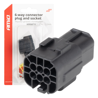 ΦΙΣΑ ΣΥΝΔΕΣΗΣ ΜΕ ΥΠΟΔΟΧΗ 6 PIN Φ2,2mm ΑΔΙΑΒΡΟΧΗ AMIO - 1 τεμ.