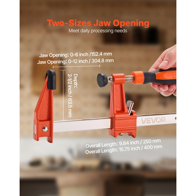 Σφιγκτήρες ράβδων VEVOR για ξυλουργική, συσκευασία 2 τεμαχίων, σφιγκτήρας F με κλειδαριά 15,24cm, συσκευασία 2 τεμαχίων, σφιγκτήρας F με κλειδαριά 30,48cm