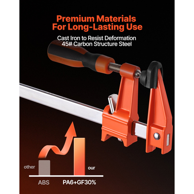 Σφιγκτήρες ράβδου VEVOR για ξυλουργική, 2 τεμάχια, 61 cm, με άνοιγμα και κλείδωμα, σφιγκτήρας F από χυτοσίδηρο