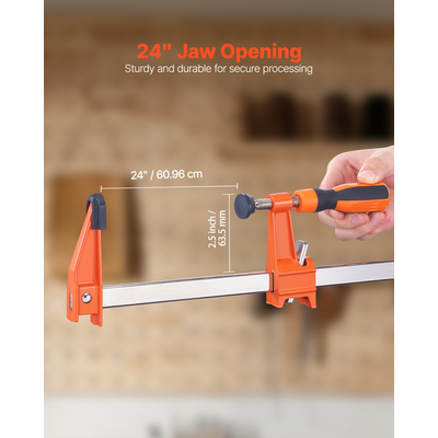 Σφιγκτήρες ράβδου VEVOR για ξυλουργική, 2 τεμάχια, 61 cm, με άνοιγμα και κλείδωμα, σφιγκτήρας F από χυτοσίδηρο