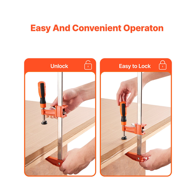 Σφιγκτήρες ράβδου VEVOR για ξυλουργική, 2 τεμάχια, 61 cm, με άνοιγμα και κλείδωμα, σφιγκτήρας F από χυτοσίδηρο