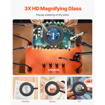 Σταθμός συγκόλλησης VEVOR Magnetic Helping Hands 3X μεγεθυντικός φακός, βάση αεροβόλου