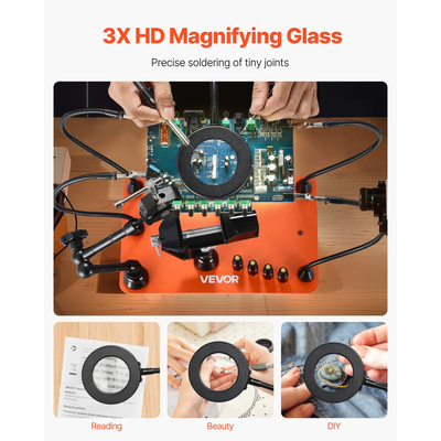 VEVOR Μαγνητική Βάση για Χέρια Βοήθειας, Σταθμός Συγκόλλησης, Μεγεθυντικός Λάμπα, 4 Θήκες PCB