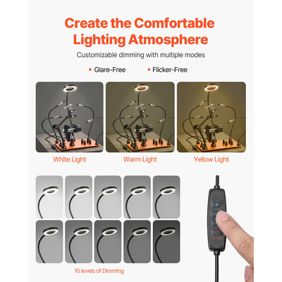 VEVOR Μαγνητική Βάση για Χέρια Βοήθειας, Σταθμός Συγκόλλησης, Μεγεθυντικός Λάμπα, 4 Θήκες PCB