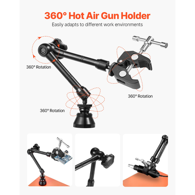 Βάση μαγνητικού σταθμού συγκόλλησης VEVOR Helping Hands για πιστόλι θερμού αέρα, 6 βάσεις πλακέτας