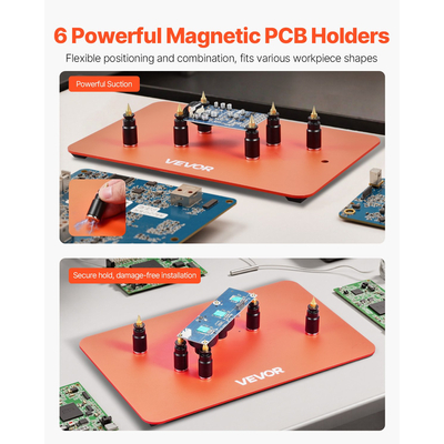 Βάση μαγνητικού σταθμού συγκόλλησης VEVOR Helping Hands για πιστόλι θερμού αέρα, 6 βάσεις πλακέτας