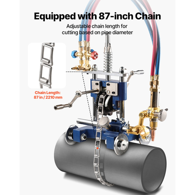 VEVOR CG2-11Y Χειροκίνητο μηχάνημα κοπής σωλήνων αερίου, πάχους 0,2"-2", φορητό σωλήνα 0°-45°