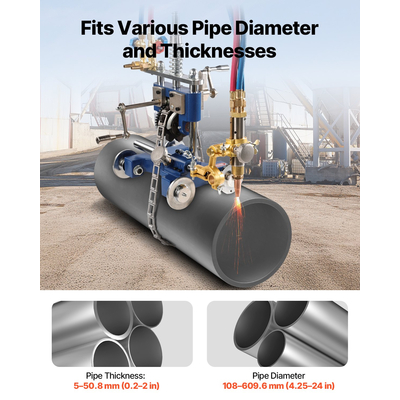 VEVOR CG2-11Y Χειροκίνητο μηχάνημα κοπής σωλήνων αερίου, πάχους 0,2"-2", φορητό σωλήνα 0°-45°
