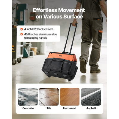 Τσάντα εργαλείων VEVOR Rolling Tool Bag 27 θέσεων, βαρέως τύπου, με ρόδες