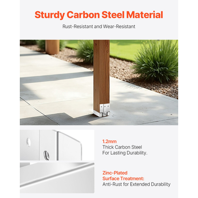 VEVOR 1 πακέτο 4x4 αγκυρίων βάσης στύλου για σκυρόδεμα, εσωτερικό μέγεθος 3,53x3,56 ίντσες