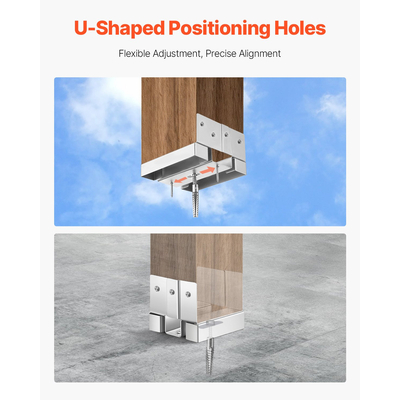 VEVOR 1 πακέτο 4x4 αγκυρίων βάσης στύλου για σκυρόδεμα, εσωτερικό μέγεθος 3,53x3,56 ίντσες