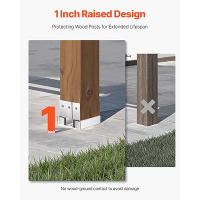 VEVOR 1 πακέτο 4x4 αγκυρίων βάσης στύλου για σκυρόδεμα, εσωτερικό μέγεθος 3,53x3,56 ίντσες