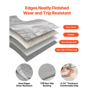 Χαλί μεγάλης επιφάνειας VEVOR 10x14 πόδια, αντιολισθητικό και ανθεκτικό σε σχίσιμο, μοντέρνο γκρι