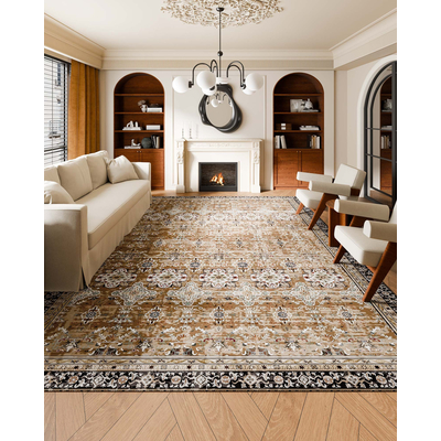 Χαλί μεγάλης επιφάνειας VEVOR 9 x 12 πόδια αντιολισθητικό εσωτερικό δάπεδο Vintage καφέ πράσινο