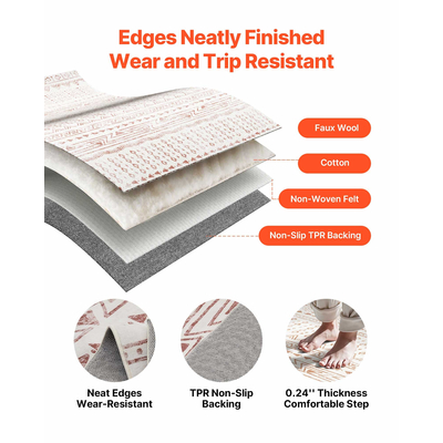 Χαλί μεγάλης επιφάνειας VEVOR 5x8 πόδια αντιολισθητικό και ανθεκτικό σε σχίσιμο πατάκι δαπέδου μοντέρνο μπεζ