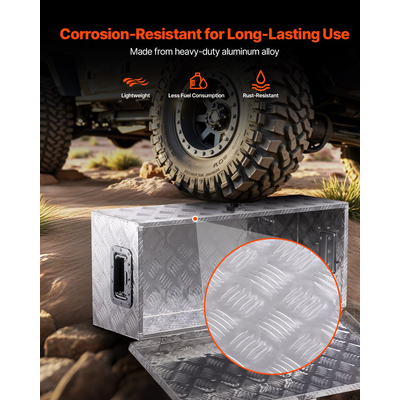 VEVOR 30"x13"x9,6" βαρέως τύπου κουτί εργαλείων αλουμινίου για φορτηγό Pickup RV Ασημί