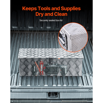 VEVOR 30"x13"x9,6" βαρέως τύπου κουτί εργαλείων αλουμινίου για φορτηγό Pickup RV Ασημί