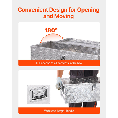 VEVOR 30"x13"x9,6" βαρέως τύπου κουτί εργαλείων αλουμινίου για φορτηγό Pickup RV Ασημί