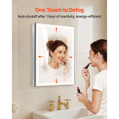 VEVOR Φωτιζόμενος Καθρέφτης Φαρμακείου 50 x 70 cm Φωτιστικό Κάτω Τοίχου Εντοιχιζόμενος