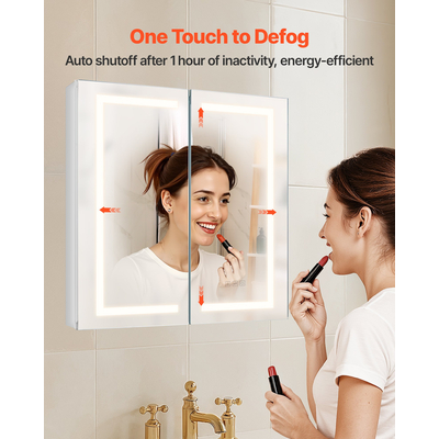 Φωτιζόμενο ιατρείο VEVOR με καθρέφτη HD 65 x 65 cm, χωνευτό ή επιτοίχιο