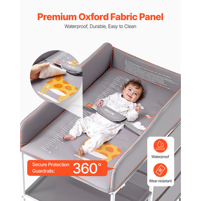 VEVOR Αλλαξιέρα για Μωρά Φορητή με 3 Συρτάρια & Ρόδες