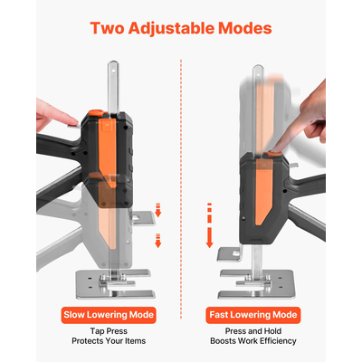 Γρύλος βραχίονα VEVOR για εξοικονόμηση εργασίας 2 τεμάχια, χωρητικότητα 200kg, 2 λειτουργίες ανύψωσης έως 195mm, μαύρος