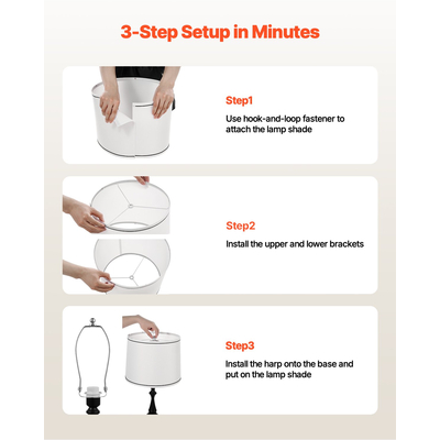 VEVOR Σετ 2 Αμπαζούρ με Άρπα, 11 x 13 x 10 ίντσες, Μεσαίο (Λευκό)