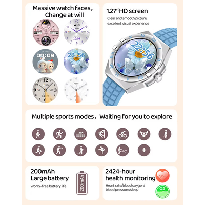 Σετ Smartwatch με 3 λουράκια - LG80 Mini - 065066 - Blue