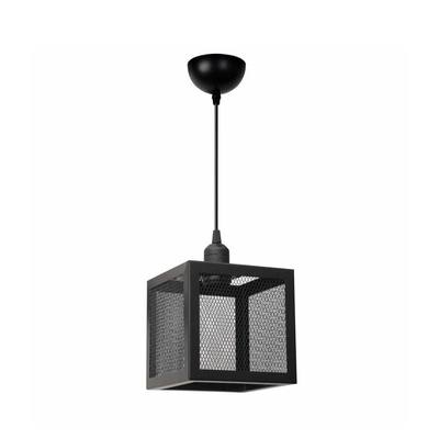 GloboStar® JAULA 204-0181 Μοντέρνο Κρεμαστό Φωτιστικό Οροφής Μονόφωτο 1 x E27 AC 220-240V IP20 Μαύρο - Μ17 x Π17 x Υ23cm