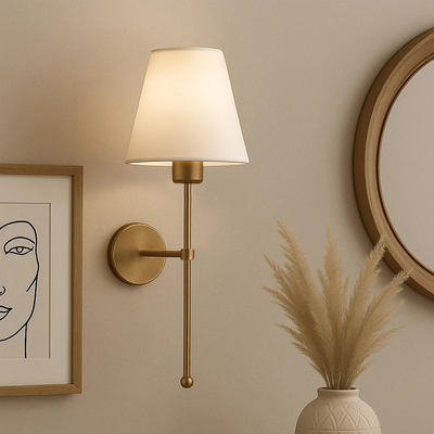 GloboStar® LING 204-0189 Μοντέρνο Φωτιστικό Τοίχου Απλίκα Μονόφωτο 1 x E27 AC 220-240V IP20 Μπεζ & Μαύρο - Μ13 x Π13 x Υ50cm