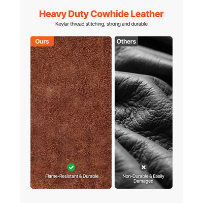 Δερμάτινο μανίκι συγκόλλησης VEVOR από δέρμα, ανθεκτικό στη φλόγα, μέγεθος L