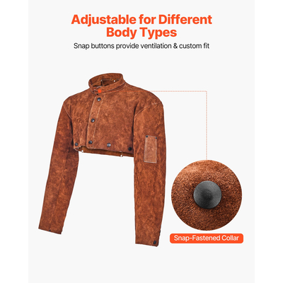 Δερμάτινο μανίκι συγκόλλησης VEVOR από δέρμα, ανθεκτικό στη φλόγα, μέγεθος L