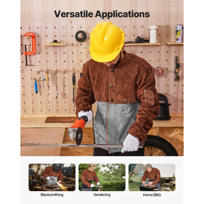 Δερμάτινο μανίκι συγκόλλησης VEVOR από δέρμα, ανθεκτικό στη φλόγα, μέγεθος M